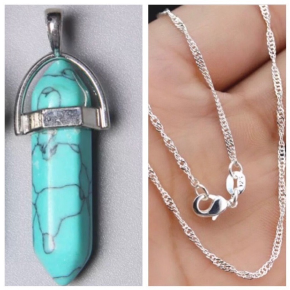 Turquoise Hexagonal Chakra Pendant Necklace